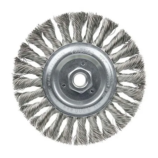Weiler Wire Wheel – Knot-Twisted – 6 in – 5/8-11 – 0.016 in – Stainless Steel | 08346
