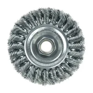 Weiler Wire Wheel – Knot-Twisted – 4 in – 5/8-11 – 0.014 in – Steel | 13106