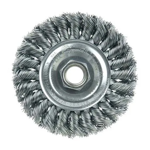 Weiler Wire Wheel – Knot-Twisted – 4 in – 5/8-11 – 0.014 in – Steel | 13106