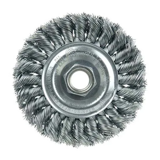Weiler Wire Wheel – Knot-Twisted – 4 in – 5/8-11 – 0.02 in – Steel | 13120