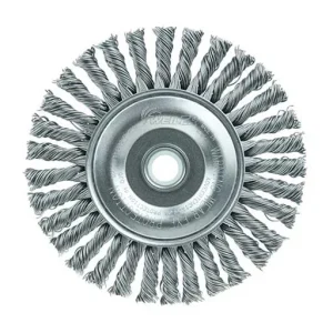 Weiler Wire Wheel – Knotted – 4 in – 1/2-3/8 – 0.02 in – Steel | 13124