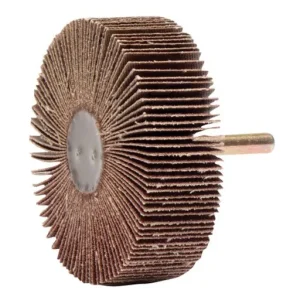 Weiler Tiger Coated Abrasive Flap Wheel, AO, 120 Grit, 1/4″ Stem, 3″ x 1″ | 52029