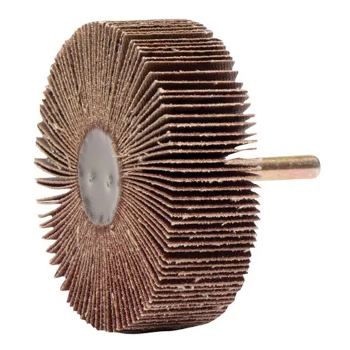 Weiler Tiger Coated Abrasive Flap Wheel, AO, 120 Grit, 1/4″ Stem, 3″ x 1″ | 52029