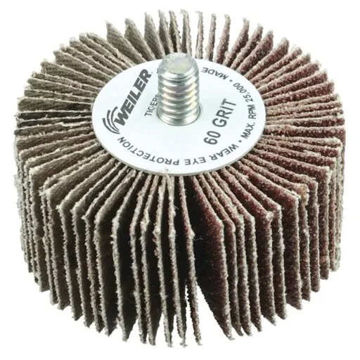 Weiler Tiger Coated Abrasive Flap Wheel, AO, 60 Grit, 1/4″-20 Stem, 2″ x 1″ | 52611